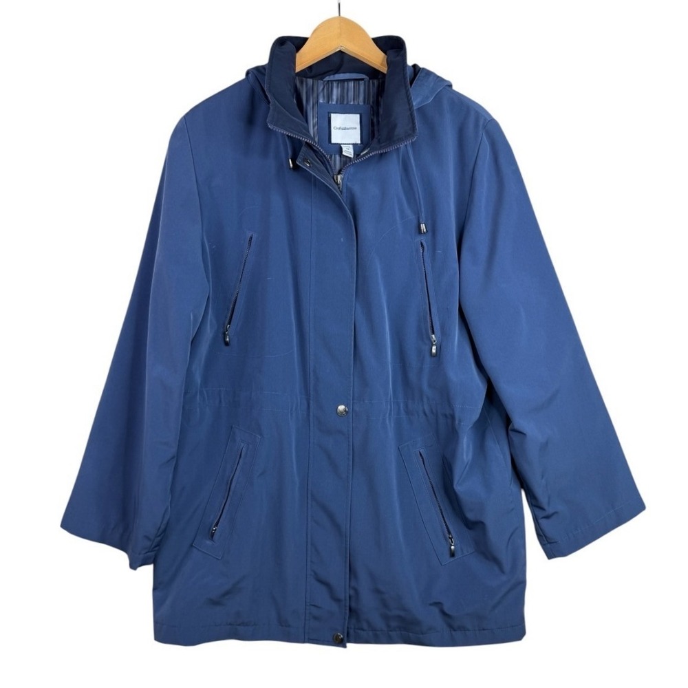 Croft & Barrow Womens Blue Hooded Anorak Jacket Zip Front Size 1X Plus